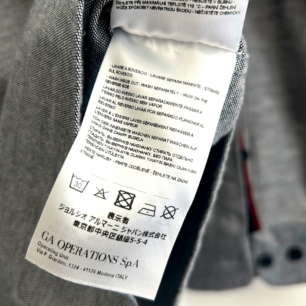 Men’s Armani Exchange Gray Slim Fit Cotton Long Sleeved Button Up Shirt - Picture 11 of 12